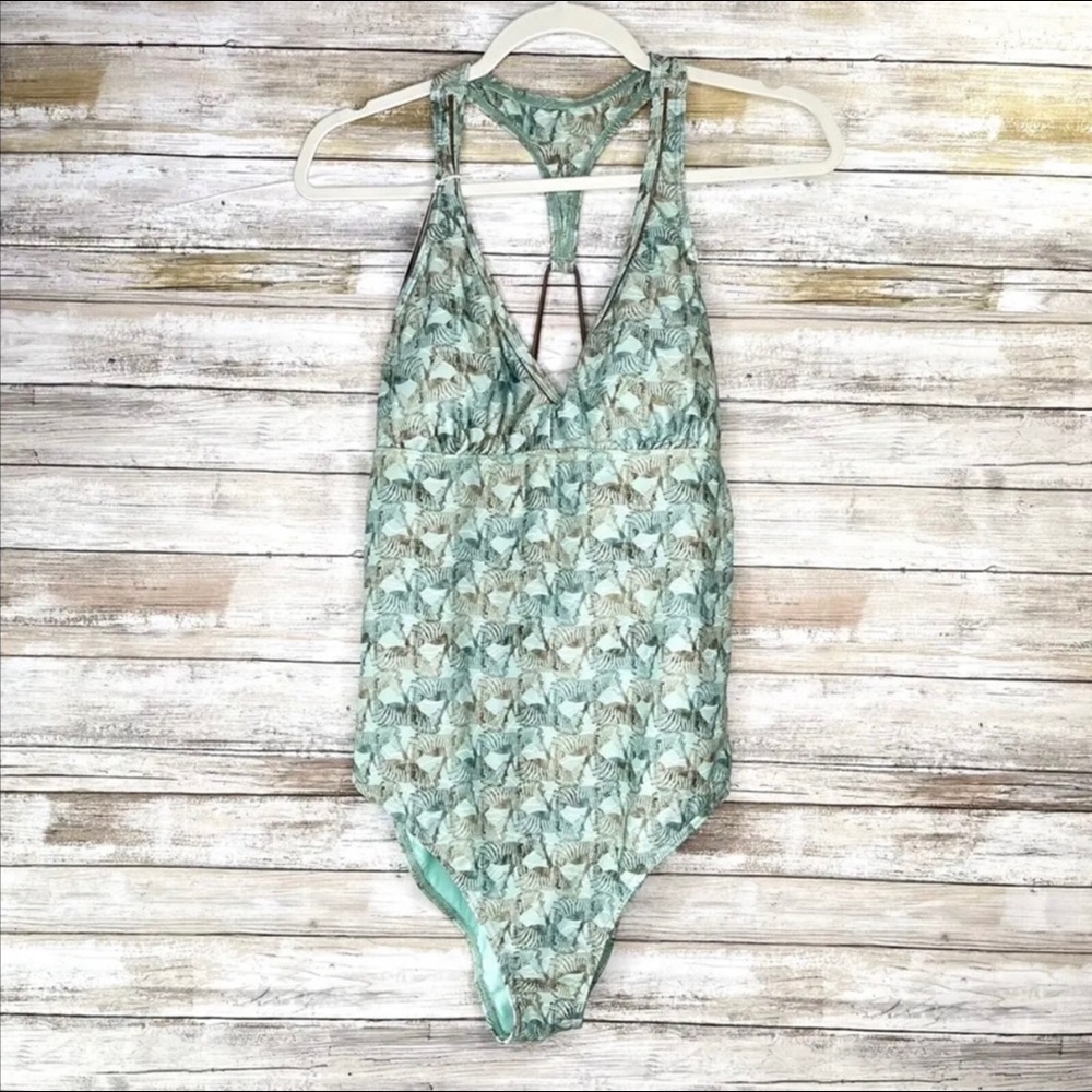 NWT Prana Khari One-Piece Seaside Safari Swimsuit Women's Size Large Green
